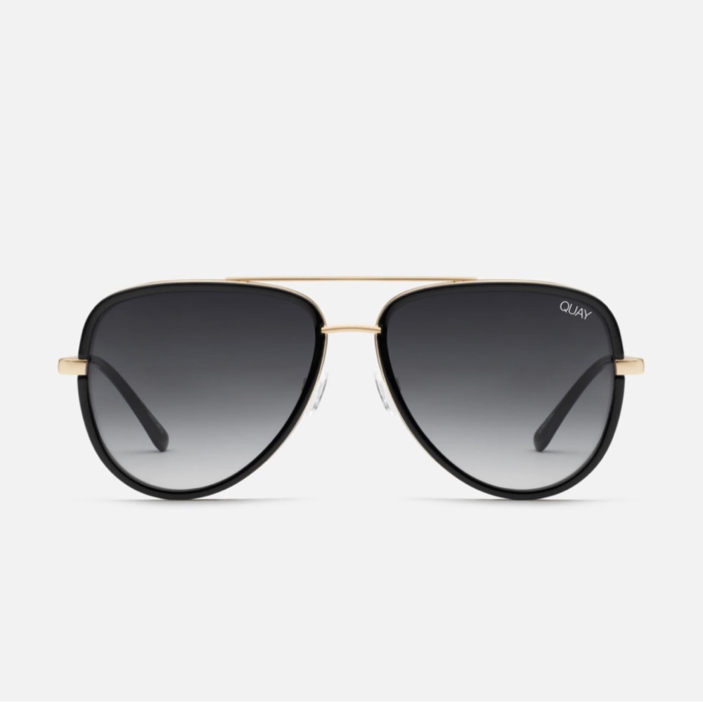 Quay Australia All In Black Aviator Polarized Sunglasses